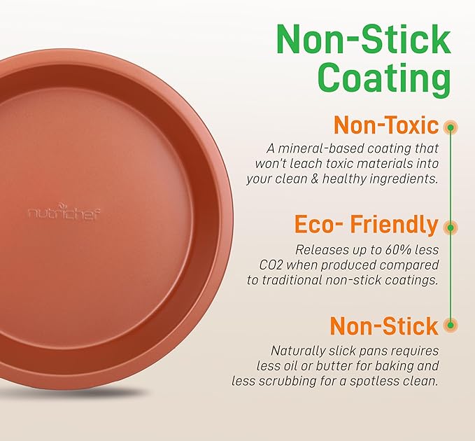 NutriChef 9-inch Copper Round Cake Pan, Non-Stick Coated Layer Surface, Great for Food Preparation, Serving, Pastry Dessert Baking, Used for Model Number NCBSCC54