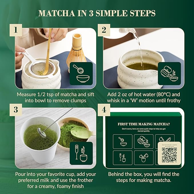 BARISTA EMPEROR® PREMIUM 11pcs MATCHA WHISK SET - Professional Matcha Kit Set with Matcha Bowl, Matcha Whisk, Milk Frother, Spoon, Matcha Sifter, Scoop, Scoop Stand, Measuring Cup, Tea Mat and Cloth