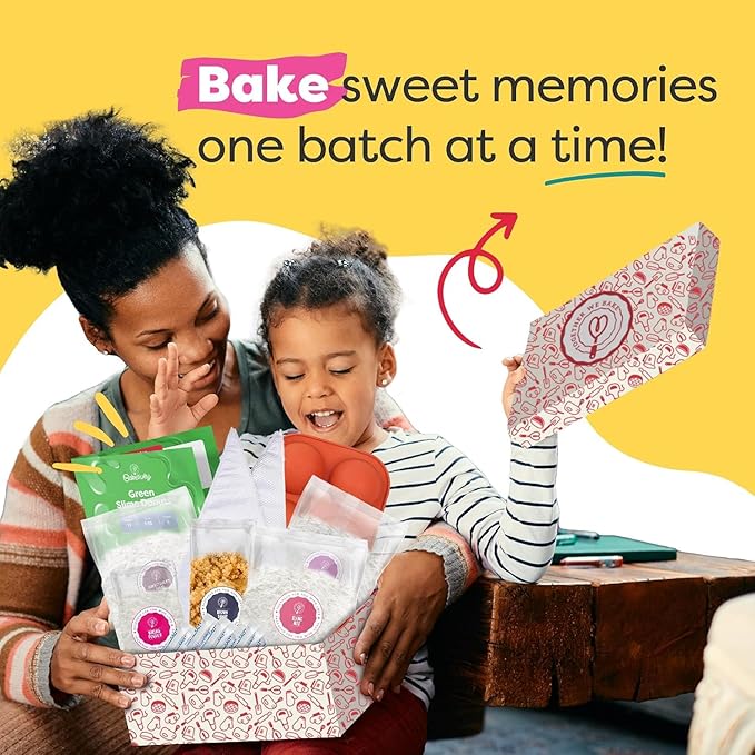 Baketivity Green Donut Kids Baking Kit | Edible Kit for Girls & Boys Ages 6-12 | DIY Donut Slime Baking Kit and Kids Baking Set with Pre-Measured Ingredients & Donut Mold