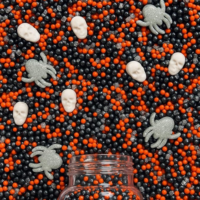 Confect Halloween Edible Sprinkles Bottle | Spooky Cake Decorations for Halloween Cupcakes, Cookies, Treats | Festive Sprinkle Mix for Baking – Witch, Ghost, Pumpkin Shapes – 4.2 Oz (HLWNBOX-BT-12)