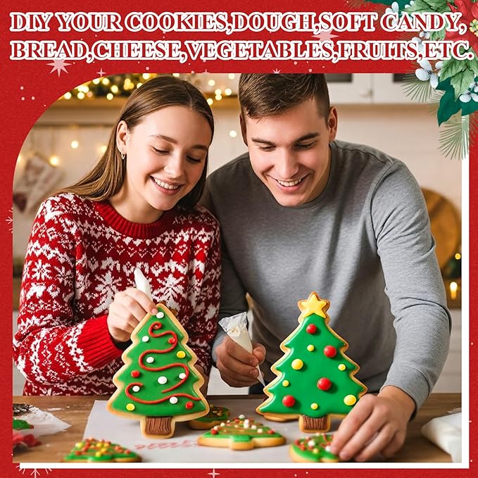 2 Pcs Large Christmas Cookie Cutters 8" Extra Large Christmas Tree Stainless Steel Giant Cookie Cutter for Holiday Baking