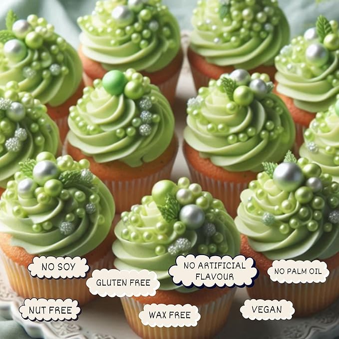 Confect Lime Green Christmas Sprinkles | Mix Pearls & Jimmies Sprinkles for Cakes & Cupcakes Decoration | Vegan, Gluten-Free, Soy-Free, Dairy-Free, Palm Oil-Free- 4.2 Oz