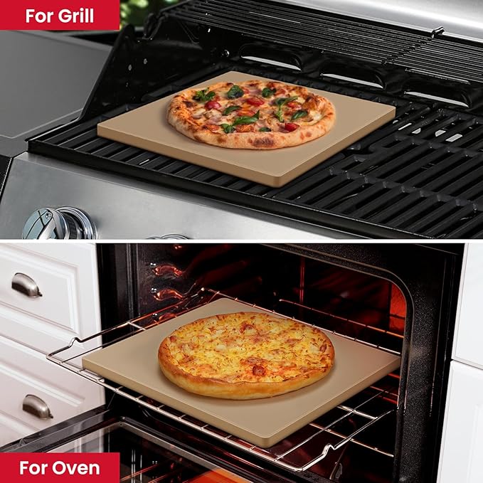 Unicook Pizza Stone for Oven and Grill, 12 inch Square Bread Baking Stone, Cordierite Baking Pan, Thermal Shock Resistant, Making Crispy Crust Pizzas, Bread, Cookie and More