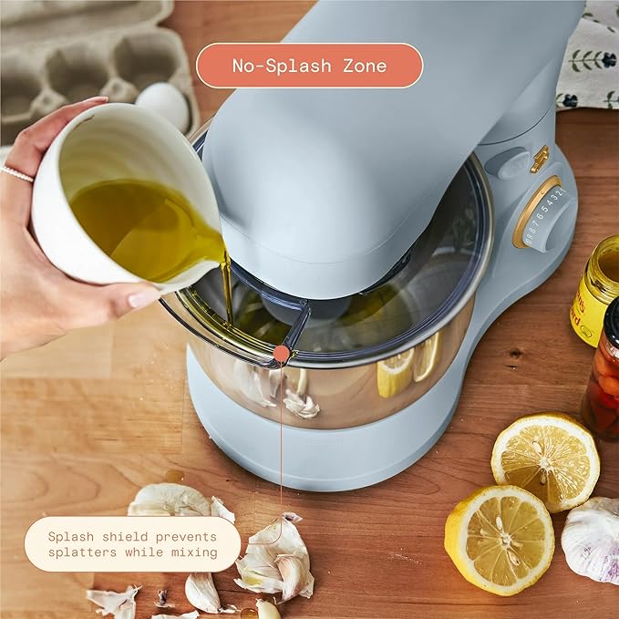Beautiful 3.5 Qt Tilt-Head Stand Mixer | 12-Speed 300 W Motor | Stainless Bowl + Beater, Dough Hook & Whisk by Drew Barrymore (Cornflower Blue)