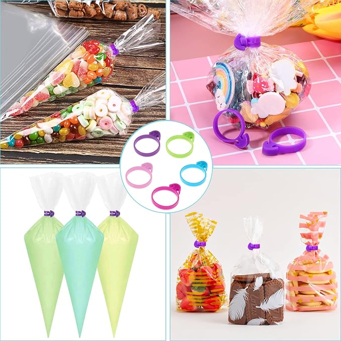 30 Pcs Pastry Bag Ties,Silicone Piping Bag Ties, Reusable Icing Bag Ties Cake Decorating Bag and Pastry Sipplies Clips - Suitable for Cupcakes Cookies and Pastry Seal (5 Color)