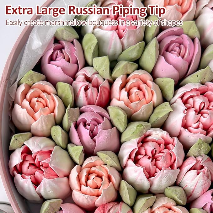 Extra Large Russian Piping Tips for Marshmallows Stainless Steel Flower Frosting Nozzles many styles Cake Decorating Baking tool for Buttercream, Cupcakes Cookies(SL55)