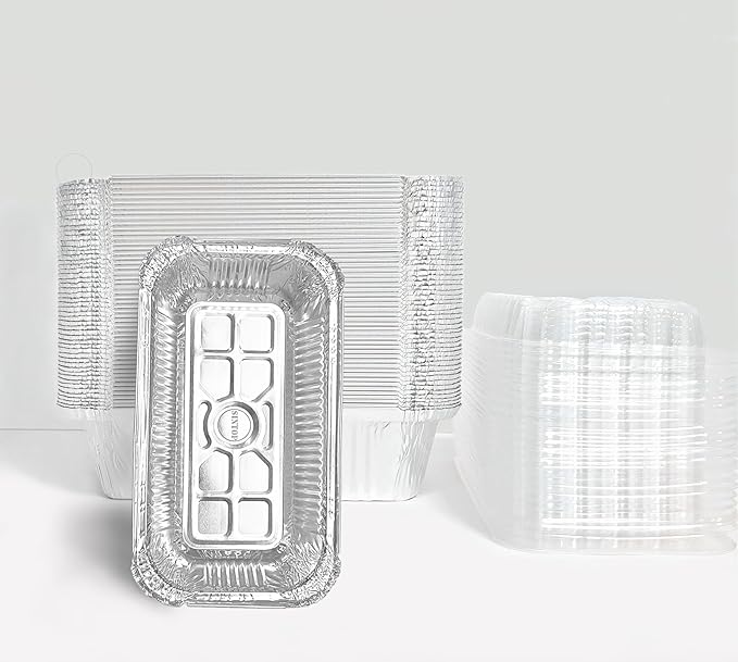 Aluminum Foil Bread Pans Disposable | 1.5lb Loaf Pans with Lids | 50 Pack | Dessert Boxes - Perfect for Baking, Storing, Takeout