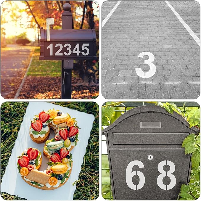 2 Inch Number Stencils Plastic Number Stencils Reusable Digital Painting Templates for Cake Stencil Address Templates