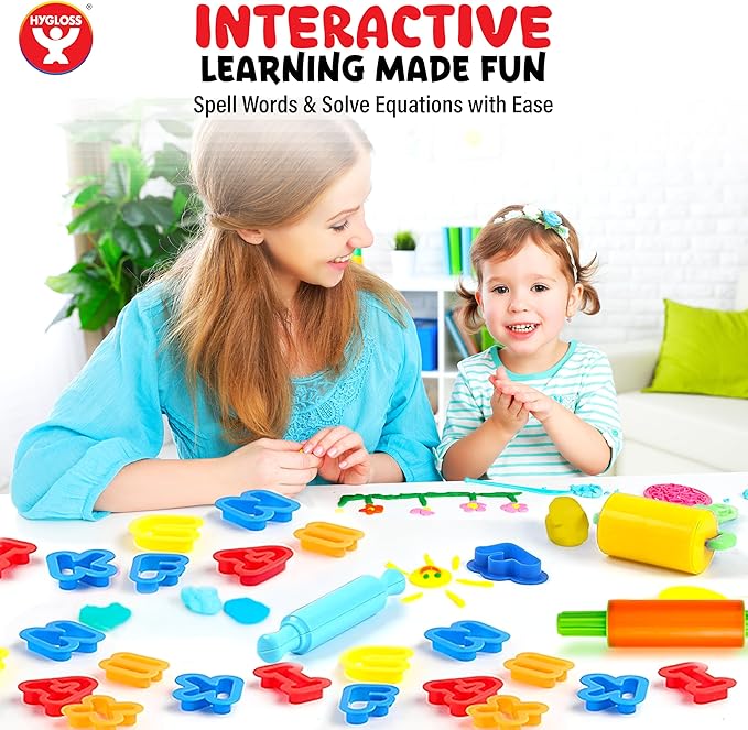 54 Pcs Dough Tools Set – Dough Cutters + Dough Extruders + Numbers & Alphabet Cutters Set – Educational Modeling Clay Tools – Preschool Toys & Toddler Activities – Arts & Crafts for Kids Ages 3-5