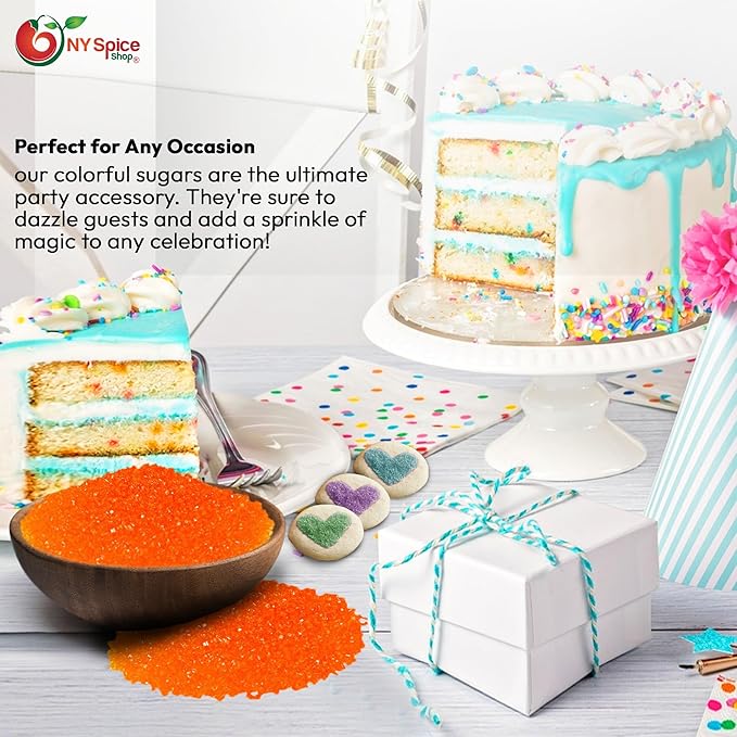 NY Spice Shop Orange Sanding Sugar - 3 Pound Sweet Edible Sprinkles for Party Decoration, Cakes, Cupcakes, Cookies Toppings & Dessert Dishes - Colorful Sugar Sprinkles for Party Favors & Baking Treats