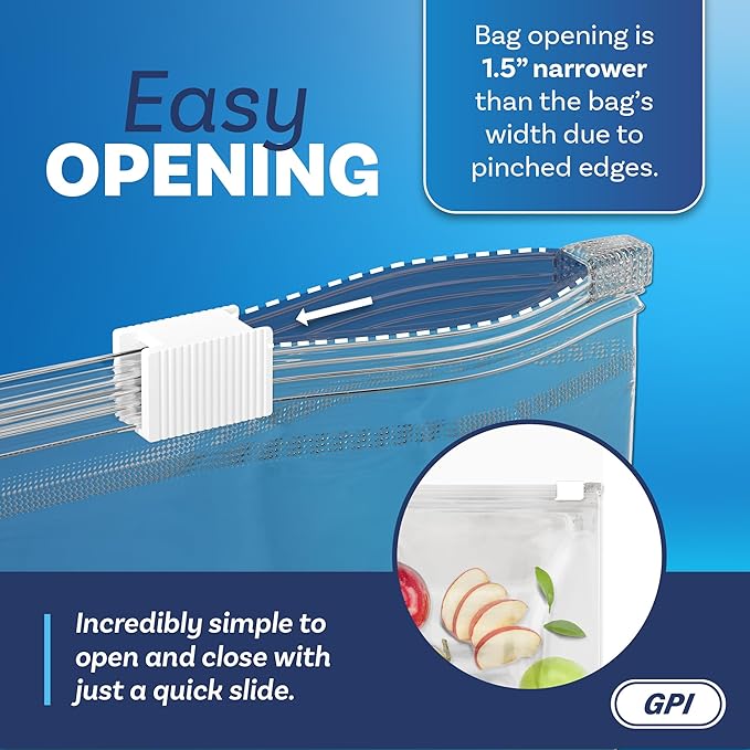 1000 Count - Slider Zip Quart Food Storage Bags, 8" x 7" 3 Mil Heavy Duty, Strong & Durable For Freezer Storage, For Sandwiches, Snacks & More. GPI
