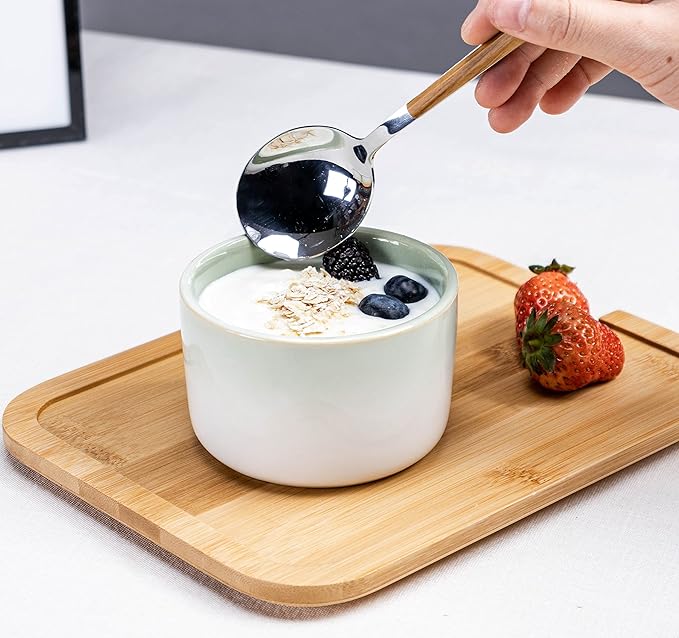 Ramekin Set of 6, UNICASA 8 oz Creme Brulee Ramekins, Oven Safe Baking Set for Custard, Pudding, Souffle Cups, Light Green