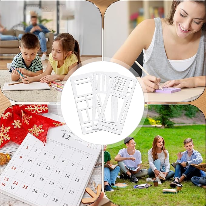 Handmade Flexible Record Template, Planner Stencil Set for Dot Grid Journals, DIY Flexible Drawing and Checklist Templates Suitable for Various Occasions (Set A)