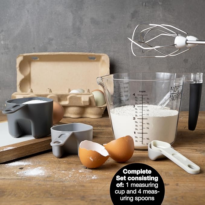 Dishwasher Safe Measuring Cup & Spoon Set - 1L Capacity for Cooking & Baking with Kids - Durable, Easy-Pour Design, Perfect for Precise Measurements in Kitchen