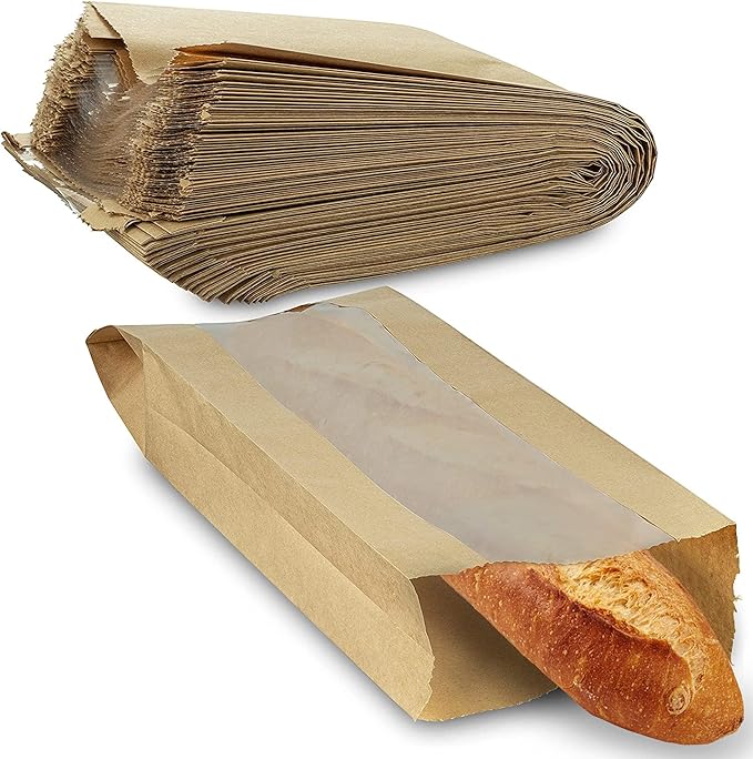 MT Products Brown Bread Bags 6.5" x 2" x 18" - Disposable Paper Bags (Pack of 50) - Made in the USA