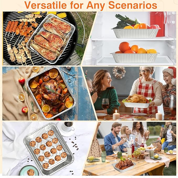 Gladify Aluminum Foil Pans 9x13 Disposable Baking Pans 30 Pack Heavy Duty Half Size Tin Foil Trays for Steam Table, Roasting, Cooking, Heating, Freezing Food1
