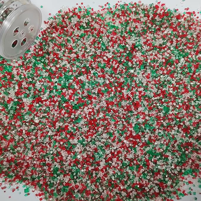 Homankit Christmas Sugar Sprinkles Sanding Sugar Edible Green Red and White Sugar Crystals for Cake Decorating, Baking Cookies, Ice Cream, Cupcake, Celebration Party Supplies