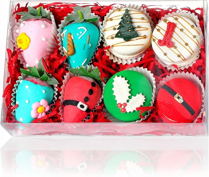 10pcs 8x5x2Inches Plastic Clear Bakery Boxes Cookies Chocolate Covered Strawberries Boxes Cake Truffle Box Cakesickle Box Treat Box for Christmas Valentine's Mother's Day