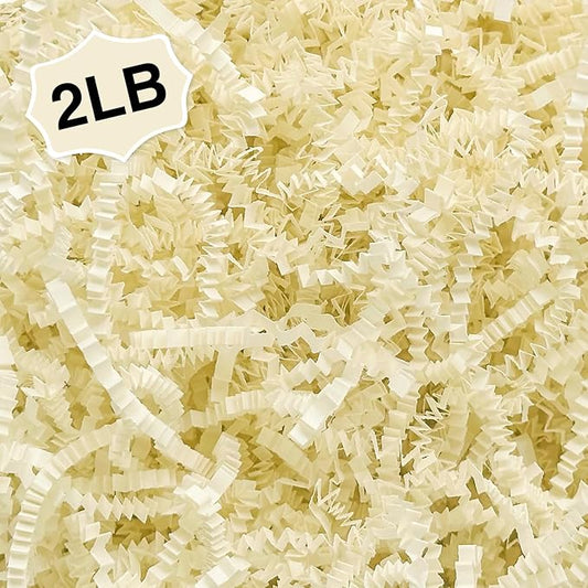 2LB Crinkle Paper Shred Filler for Gift Box Bag and Basket On Holidays(Beige)