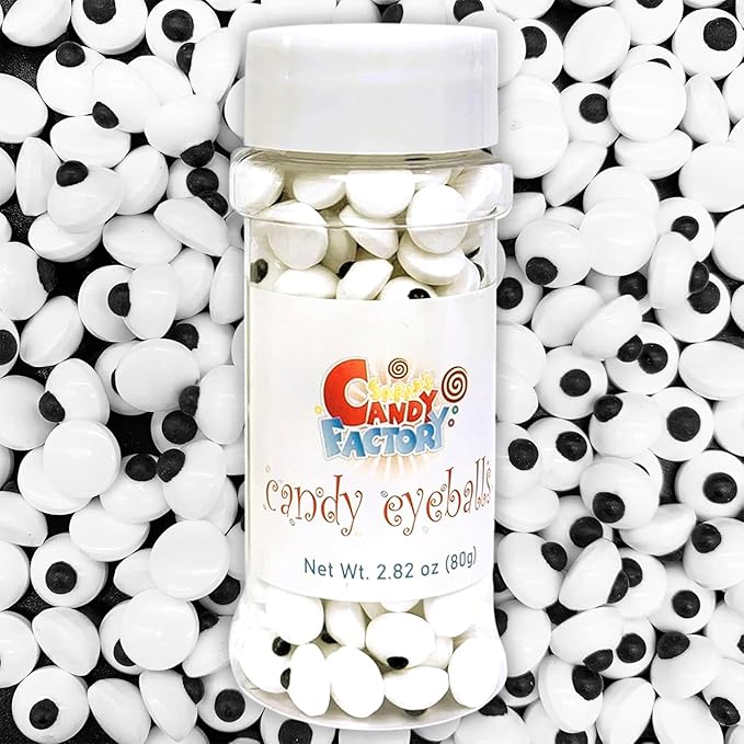 Sarah's Candy Factory Medium Size (0.4 inches) 2.82 Oz in Bottle Candy Eyes Eyeballs for Cake, Cupcake Toppers, Cookie Decorations Edible Sugar Icing Kosher in a Bottle
