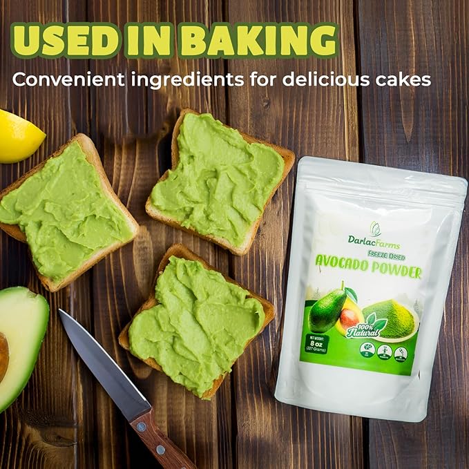 DARLAC FARMS Freeze Dried Avocado Powder 4Oz, Natural ingredients, Nutrient-rich, Vegan, No Add Sugar, Preservative-free, Convenient zip-lock Pouch, Perfect for Smoothies, Baking, Seasoning