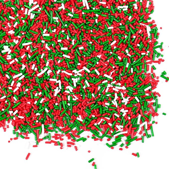 Edible Christmas Sprinkles for Cake Decorating 4.2ounce Holiday Jimmies Red and Green Sprinkles for Xmas Party Sprinkles for Cupcake Toppers Cookie Ice Cream Decorations Celebrations