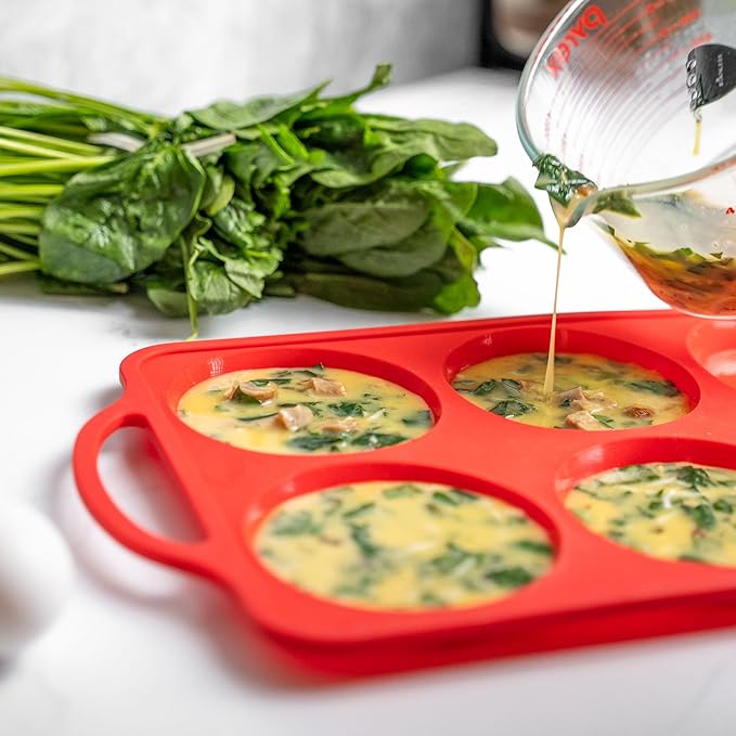 Jumbo Top Silicone Muffin Pans for Baking - Silicone Jumbo Muffin Pan 6 Cup- Cupcake Pans for Baking, Muffin Top Pans Non Stick – Easy Release, BPA-Free, Oven Safe, 4 Inch Jumbo Size Egg