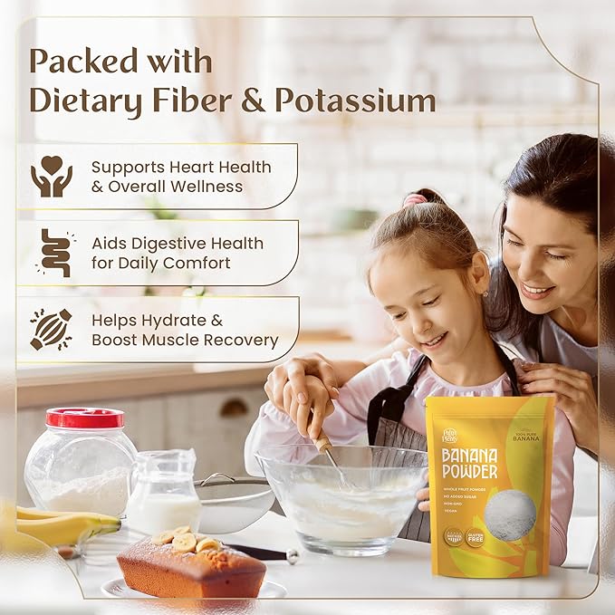 Palm & Plenty Powdered Banana Fruit - Natural Banana Flavoring for Smoothies, Baking, Shakes, Frozen Drink Mix - Non-GMO, Vegan, Gluten-Free, No Added Sugar - Whole Fruit Powder - 1 lb Bag
