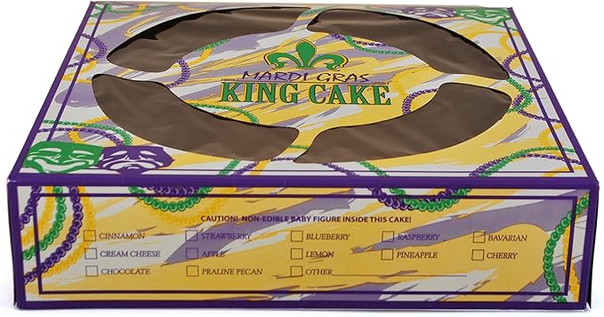 Southern Champion Tray 2486 Clay Coated Kraft Paperboard Mardi Gras King Cake Print Window Bakery Box, 10-in. Length x 10-in. Width x 2-1/2-in. Height (Case of 100)