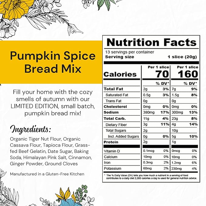 eat G.A.N.G.S.T.E.R. Pumpkin Bread Mix, Allergy-Friendly Baking Mix, Grain-Free, No Dairy, Nuts, Gluten, Dairy, For Paleo & AIP Diets, Seasonal Loaf, Doughnuts, Breakfast, Healthy Snack, Dessert