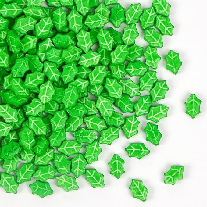 Green Leaf Candy Sprinkles, Christmas sprinkles for Cake Decorating, Edible Sugar Leaf Sprinkles, 150g/5.29oz, Cake Decorations, Baking, Cupcake, cookies Topper, foodgrade