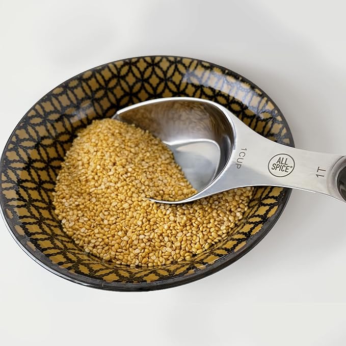 AllSpice Stainless Steel Double Sided Measuring Scoop/Measuring Spoon- 1 Cup and 1 Tablespoon