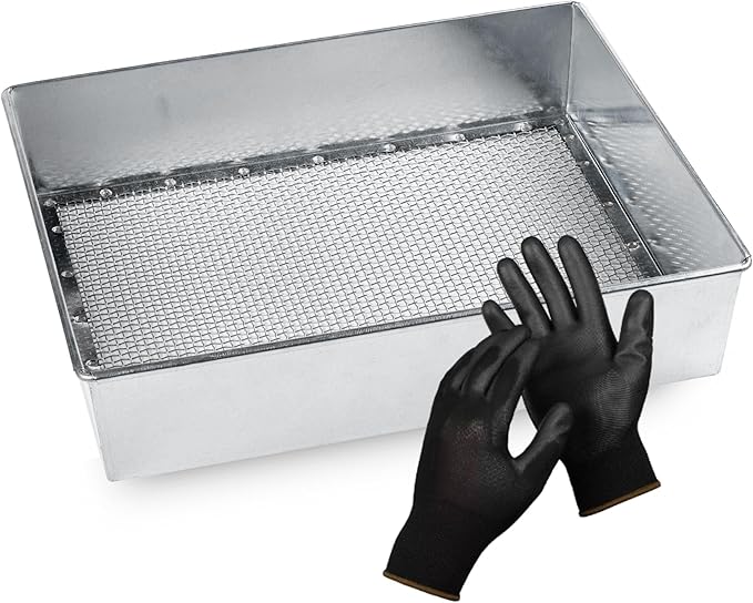 Soil Sifter, Standard Size (12 x 10 inches) with 1/8-inch Mesh, Trapping and Garden Sieve for Dirt, Sand, Rocks, and Compost