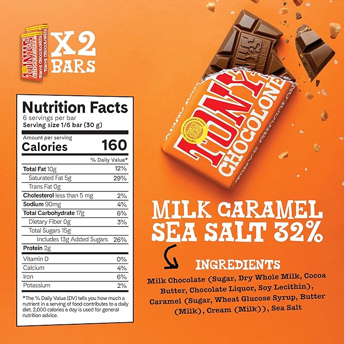 Tony's Chocolonely - Top 3 Milk Chocolate Bundle - Belgium Chocolate Halloween Candy Bar, No Artificial Flavoring, Fairtrade & B Corp Certified - 6.35 Oz, 6 Bars