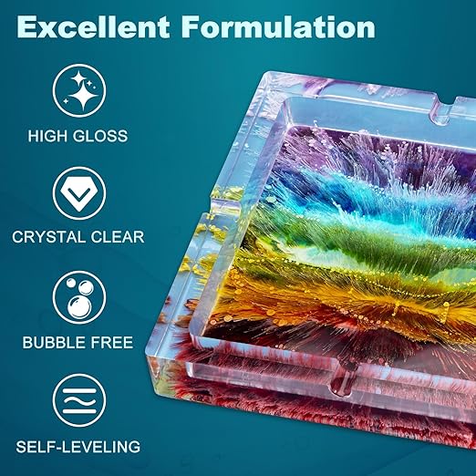 LET'S RESIN EPOXY RESIN 64oz UV Resistant Resin Epoxy, Upgrade Formula Crystal Clear & Bubble Free Epoxy Resin for Coating,Casting,Table Top,Jewelry,Art