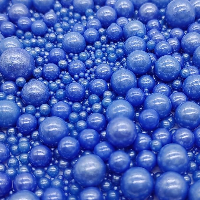 Edible Royal Blue Sugar Pearls Sprinkles Candy Mix Size Pearls Cake Decorations Cupcake Toppers Decorating Perfect for Wedding Party Valentine Christmas Supplies 4.58OZ