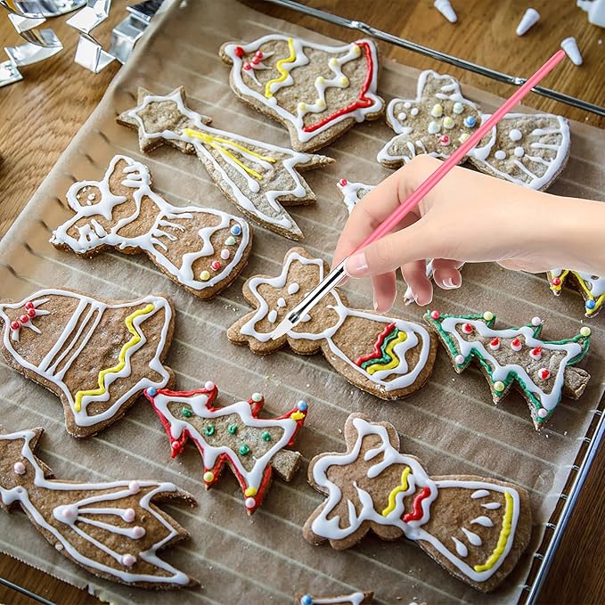 15pcs Cake Painting Brushes, Cake Decorating Brushes Kit Food Safe Paint Brush Tools,Fondant Sugar Cookie Painting Brushes Supplies for Cookie Cake Decoration (Pink)