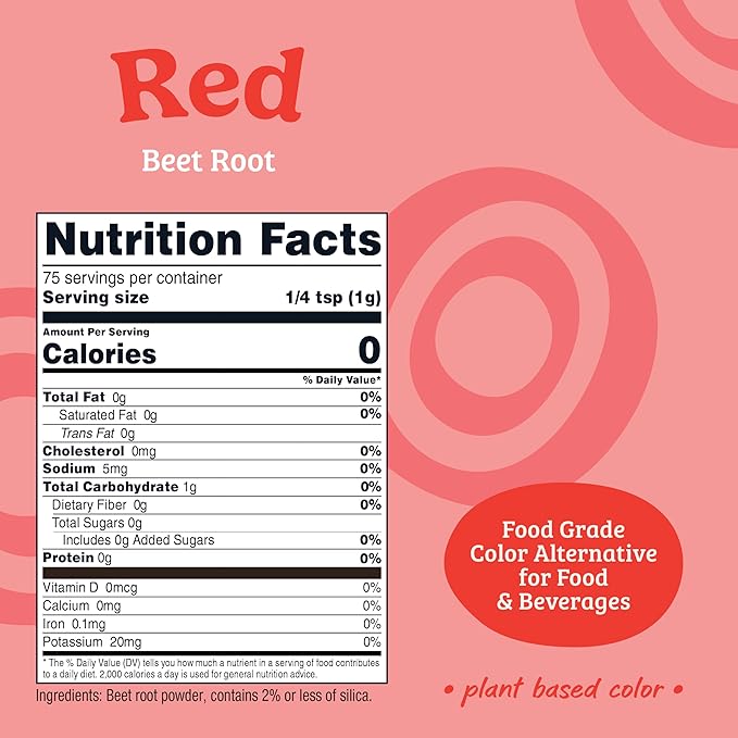 Nutricost Red Plant Based Food Coloring From Beet Root Powder (75 Servings) - Nutricolor Color Alternative For Food & Beverages