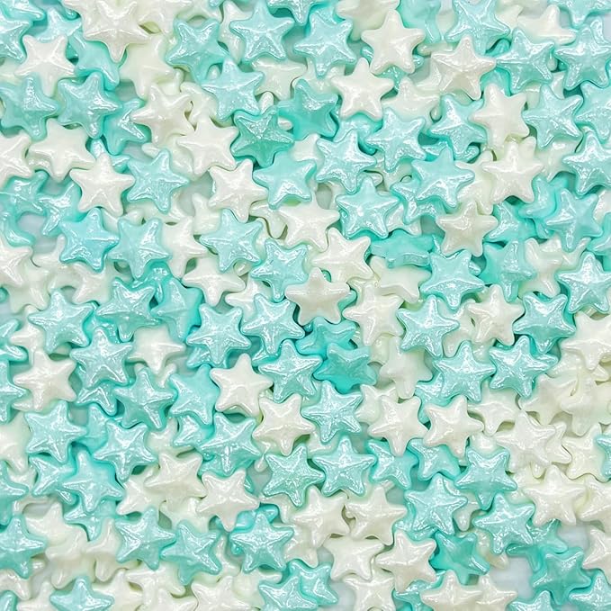 Dynastang Blue & White Stars Sprinkles Edible Stars Cake Decorating Stars Cake Decorations Cupcake Toppers Cookie Decorating Perfect for Cakes, Cupcakes, Desserts Toppings 3OZ