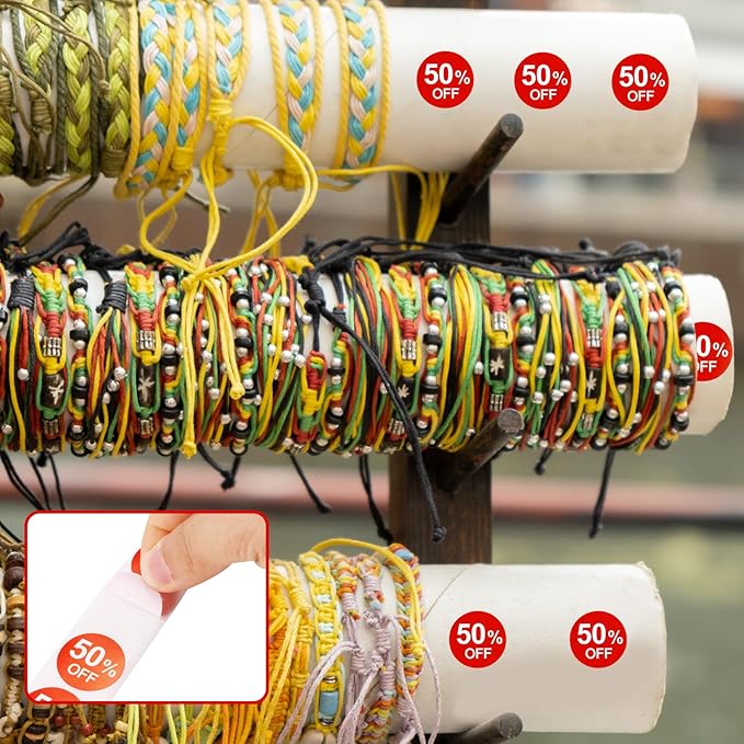 2000pcs 50% Discount Stickers, 1in Round Self Adhesive 50 Percent Off Signs Promotion Labels Price Markers Sales Reduced Tags for Retail Stores Supermarkets Shops (Red)