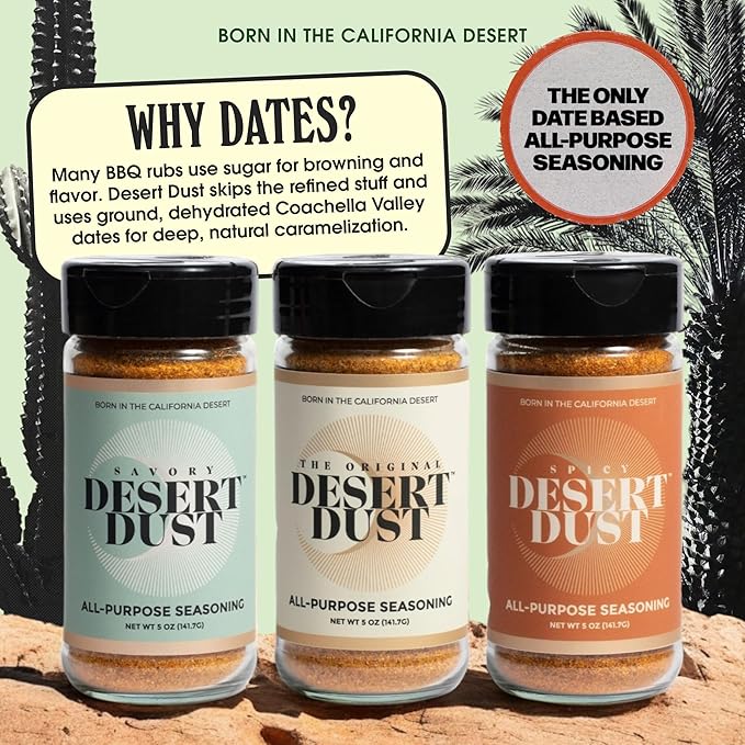 Desert Dust Spicy – All-Purpose Chiltepin Pepper Seasoning with Organic Date Sugar | Bold Medium-Hot Heat for Steak, Chicken, Seafood, Vegetables & More | Low-Glycemic, Gluten-Free | 5oz