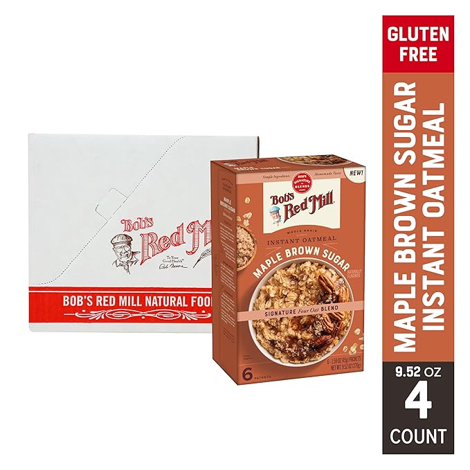 Bob's Red Mill Instant Oatmeal, Maple Brown Sugar, 24 Packets Total, Non-GMO, Gluten Free, Whole Grain