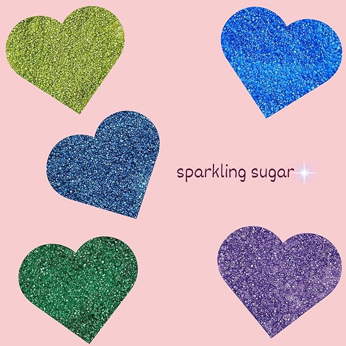 Confect Sprinkles- 5 Pack Assorted Edible Sugar Crystals in Parrot Green, Green, Blue, Purple & Midnight Blue – Decorative Toppings for Cakes, Cupcakes & Cookies – Vegan, Gluten-Free, Nut-Free, Soy-Free, Dairy-Free, Palm Oil-Free, dye-Free-5 Oz