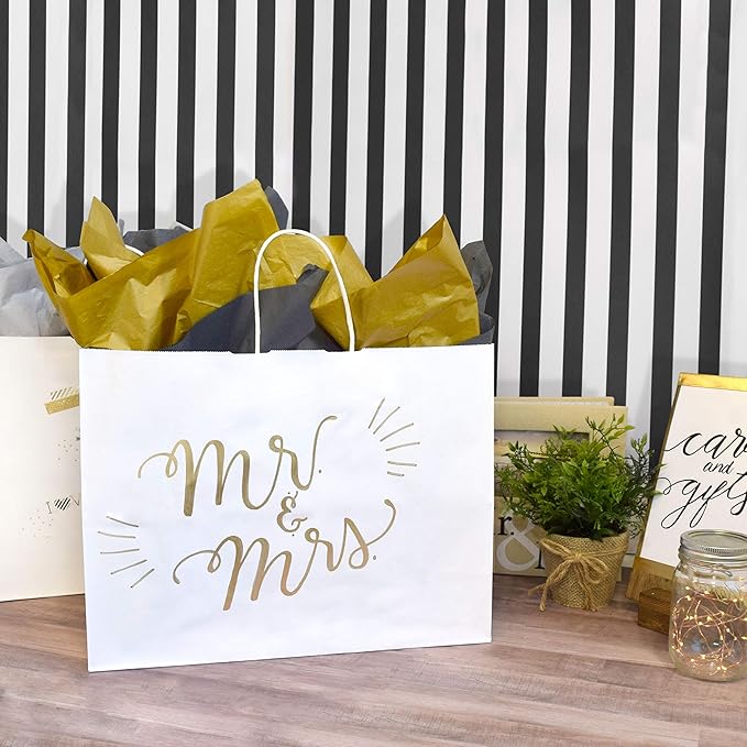 Prime Line Packaging White Gift Bags, Paper Shopping Bags with Handles for Small Business, Boutique, Merchandise, Retail, Party Favors, Bulk, 16x6x12, 200 Pack
