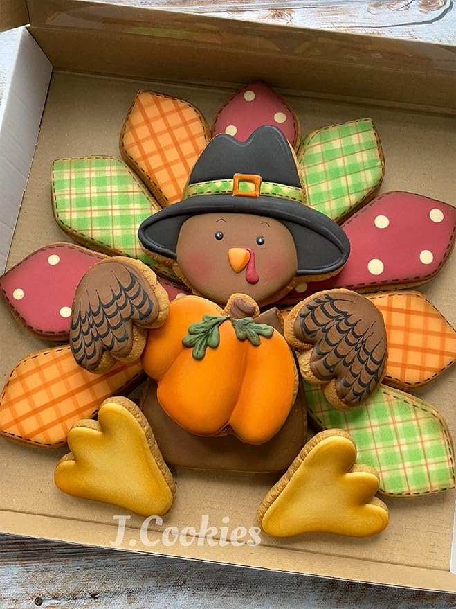 LILIAO Thanksgiving Turkey Puzzle Cookie Cutter Set, 7 Pieces, Stainless Steel