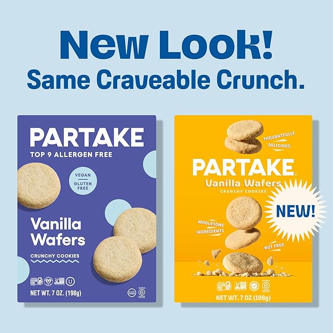 Gluten Free Partake Mini Classic Graham Crackers & Vanilla Wafer Cookies Variety Pack - Vegan - Free From the Top 9 Allergens Including Dairy, Wheat, Soy, Eggs, & Peanuts - Non GMO - Safe School & Office Snack (21 Packs, 0.67 oz)
