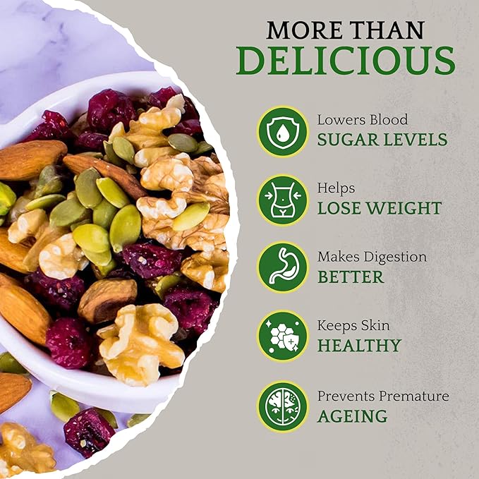 Sunbest Natural Omega-3 Trail Mix – 2 lb Bulk Bag – Mixed Nuts, Seeds & Dried Fruits – Non-GMO, Vegan, Healthy Snack – Perfect for On-the-Go & Outdoor Adventures
