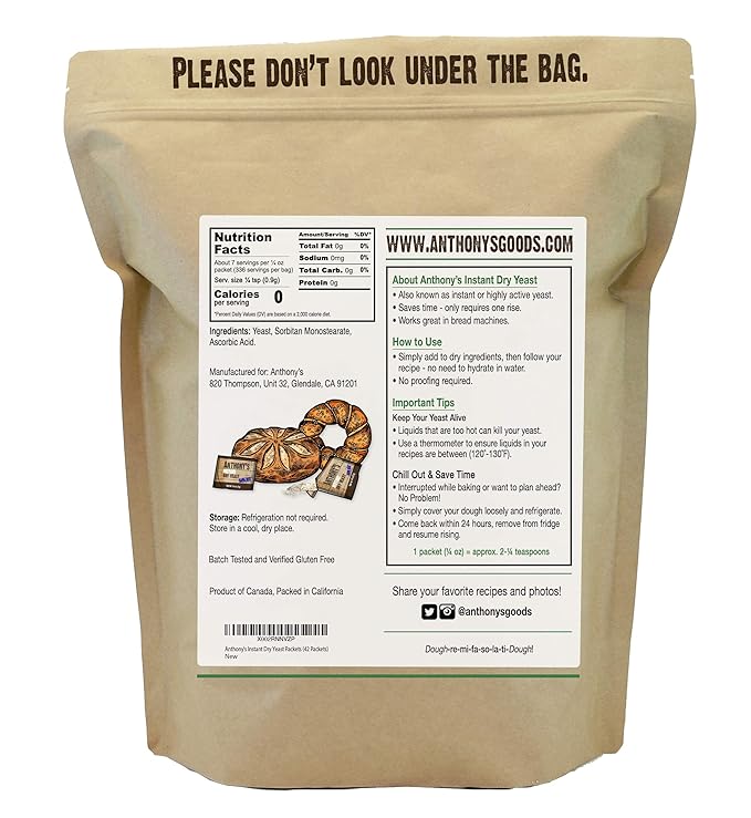 Anthony's Instant Dry Yeast Packets, Contains 42 Individual Packets, Gluten Free