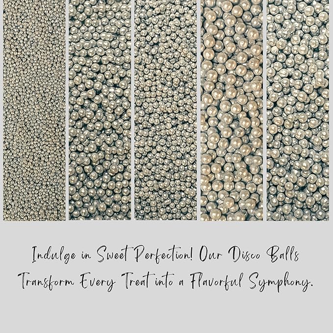 Confect Pearl Sprinkles | Assorted pack of 5 Shimmering Sliver Disco Ball Christmas, Birthday & Celebration Sprinkles | Mix Silver Pearl Dragees - Vegan, Gluten-Free, Nut-Free, Soy-Free, Dairy-Free, Palm Oil-Free, No Artificial Dyes - 5 Oz