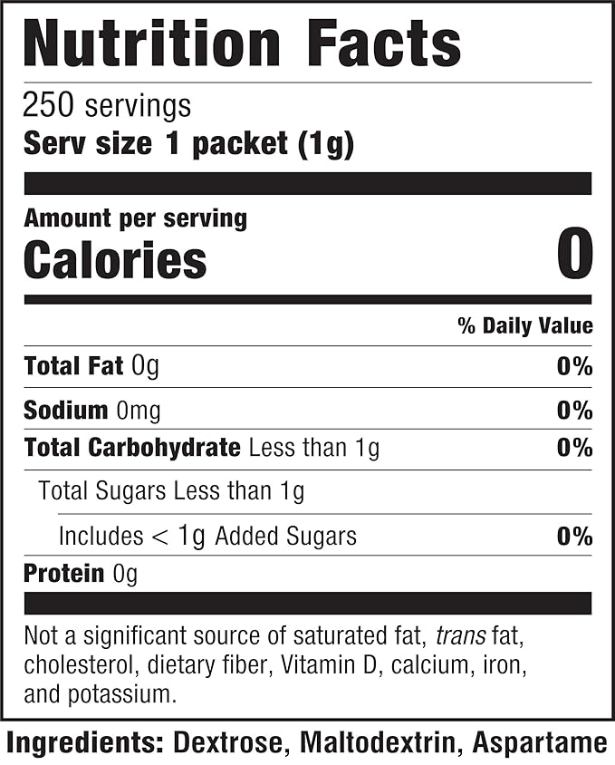 NatraTaste Blue Zero Calorie Sweetener, Bulk Sugar Substitute for Coffee, Iced Tea, Lemonade, Hot & Cold Drinks, Baking, Cooking, Low Carb, Vegan, Sugar Alternative, 250 Packets Value Box (1 pack)